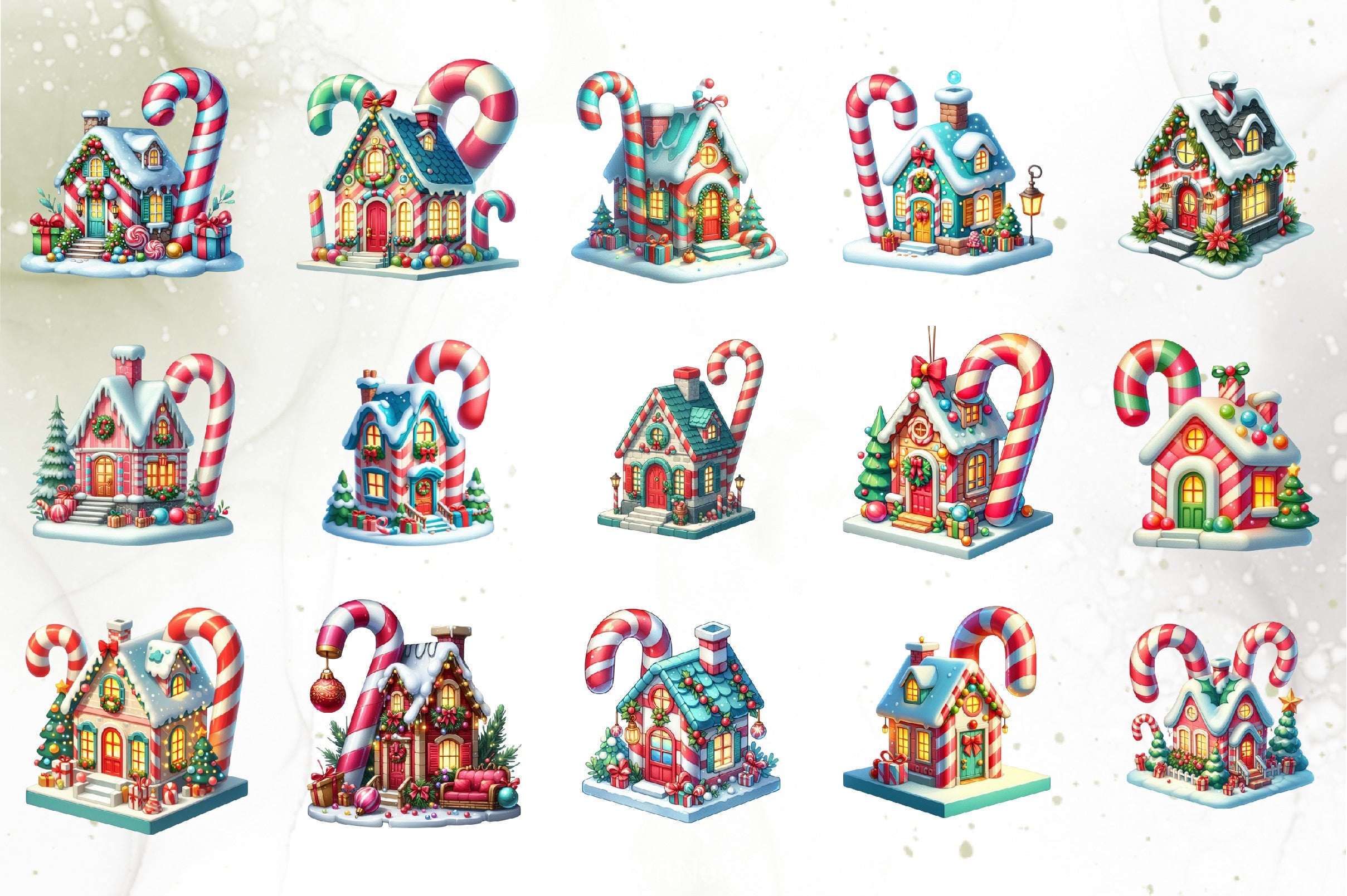 Candy Cane House Clipart Bundle - CraftNest - Digital Crafting and Art