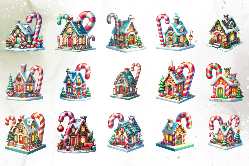 Candy Cane House Clipart Bundle - CraftNest - Digital Crafting and Art
