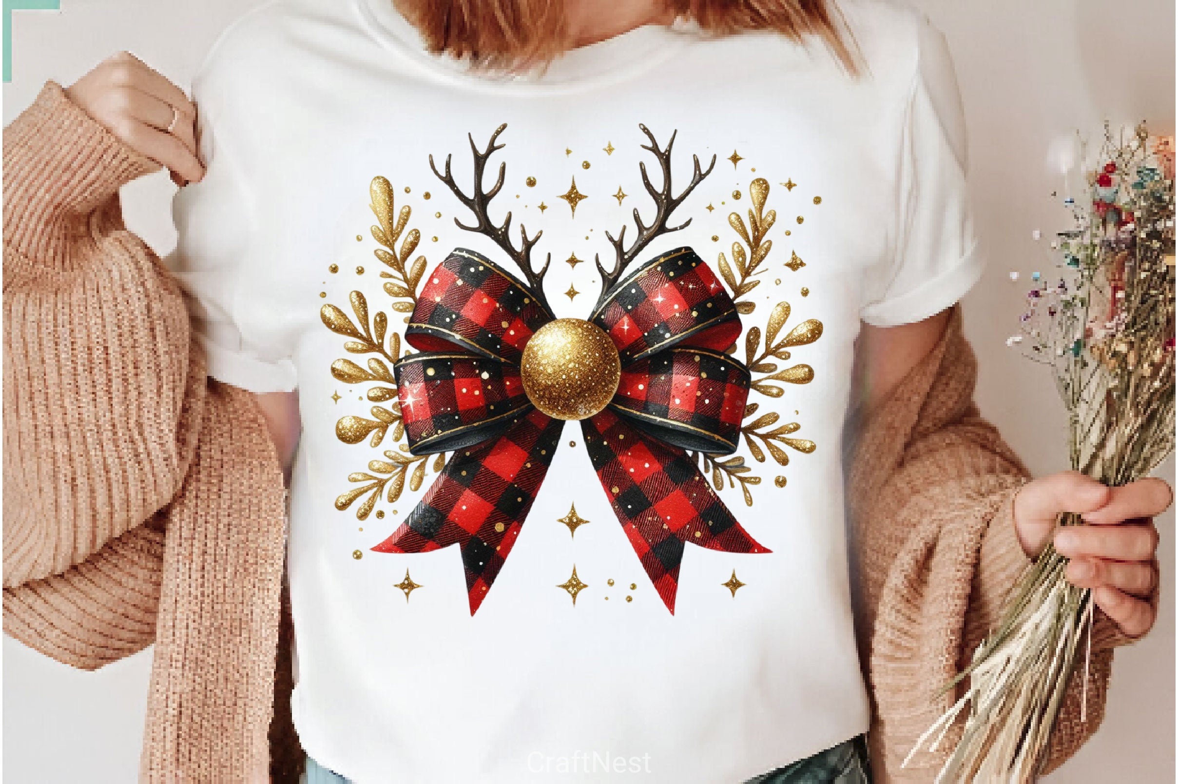 Christmas Reindeer Bow Clipart Bundle - CraftNest - Digital Crafting and Art