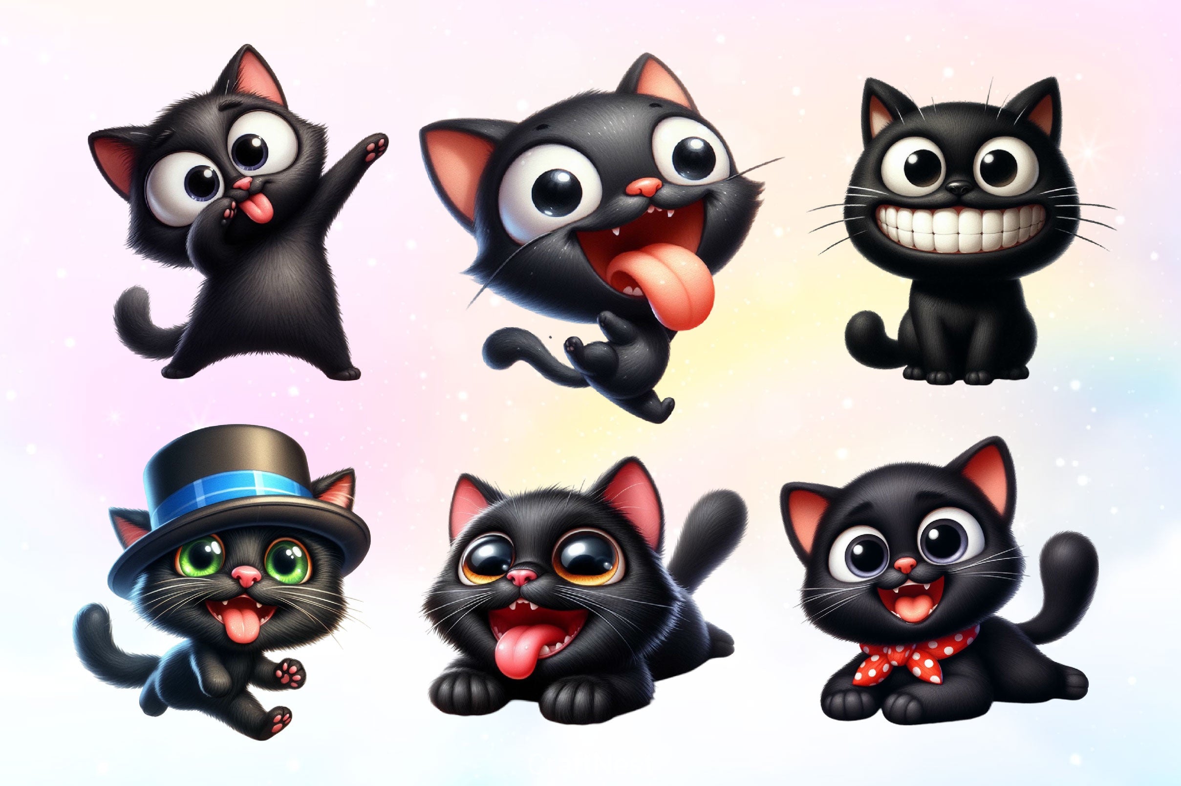 Funny Black Cats Clipart Bundle 2 - CraftNest - Digital Crafting and Art