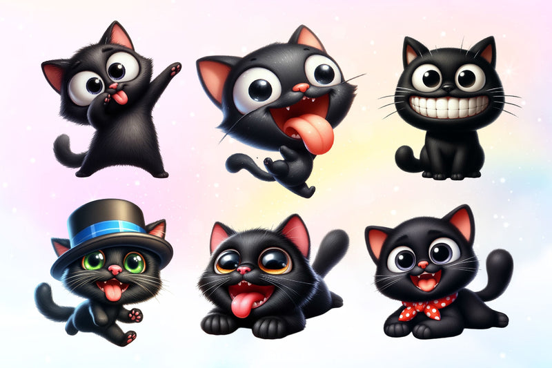 Funny Black Cats Clipart Bundle 2 - CraftNest - Digital Crafting and Art