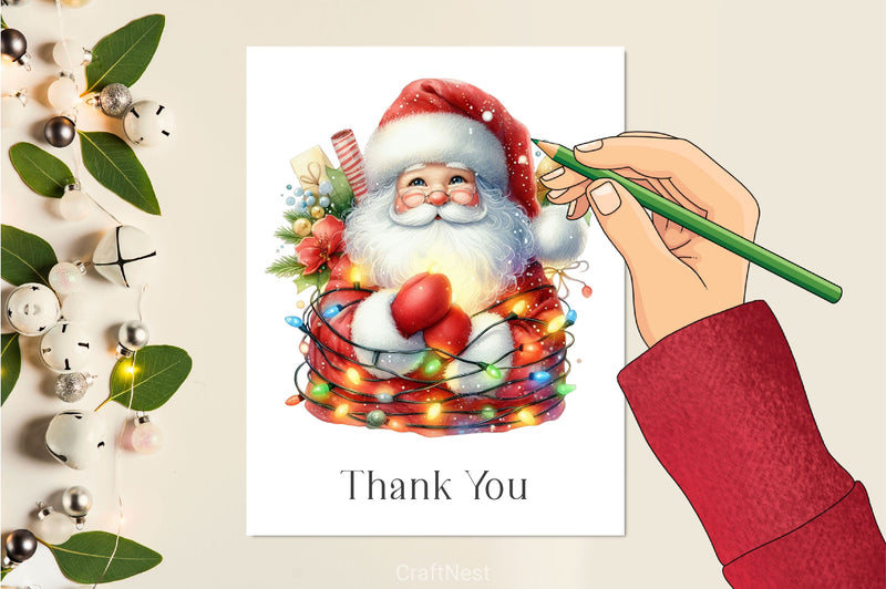 Santa Wrapped In Christmas Lights Clipart Bundle - CraftNest - Digital Crafting and Art