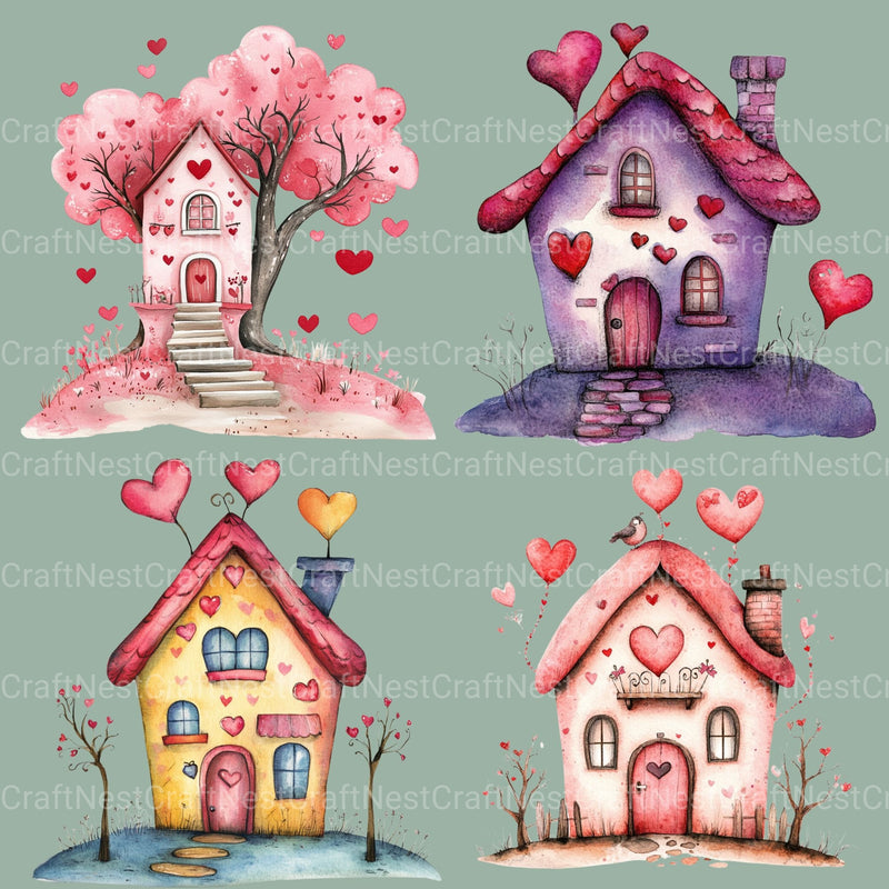 Valentine Houses Clipart Bundle - CraftNest - Digital Crafting and Art
