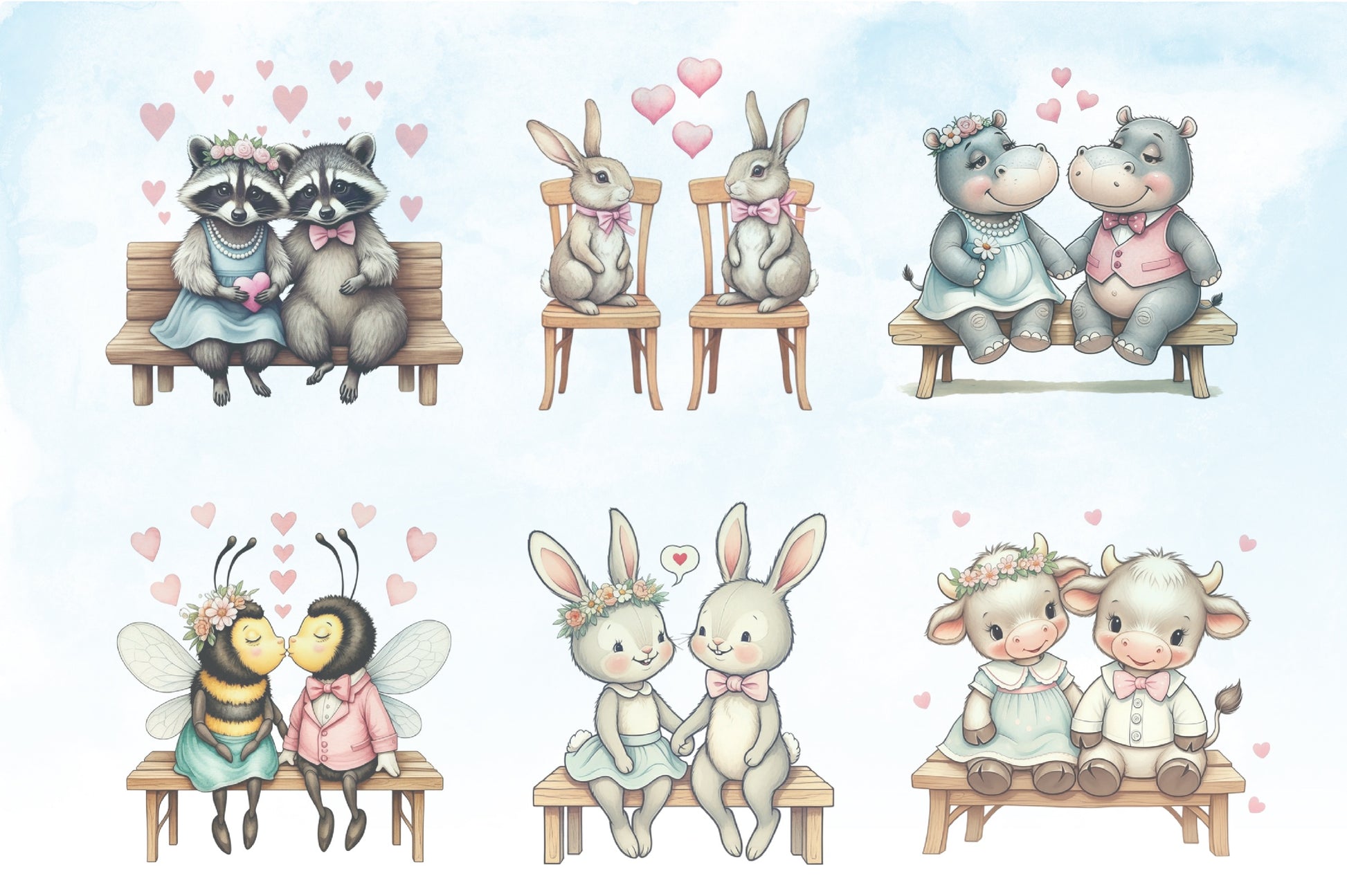 Valentine Animals Couple Clipart Bundle - CraftNest - Digital Crafting and Art
