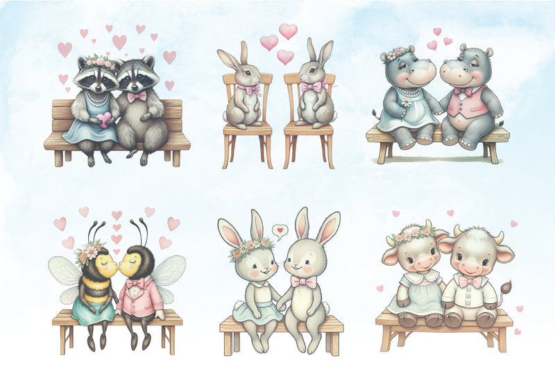 Valentine Animals Couple Clipart Bundle - CraftNest - Digital Crafting and Art