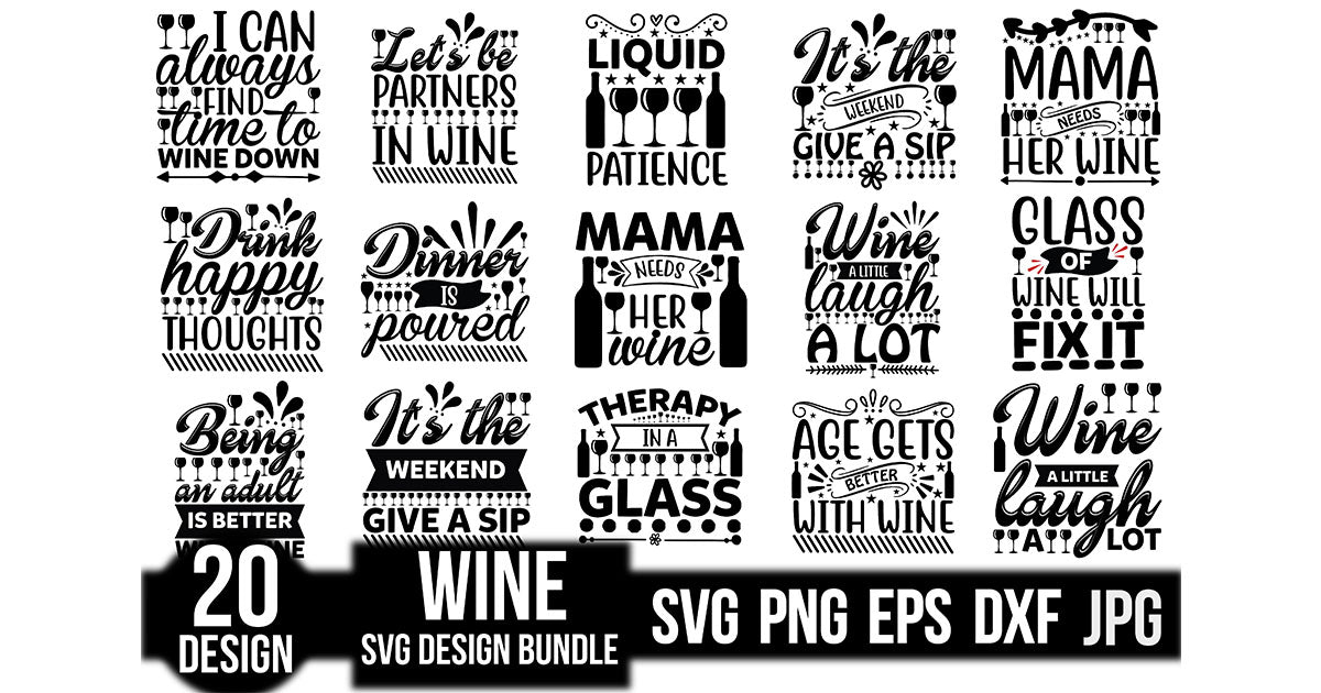 Wine SVG Bundle 6 - CraftNest - Digital Crafting and Art