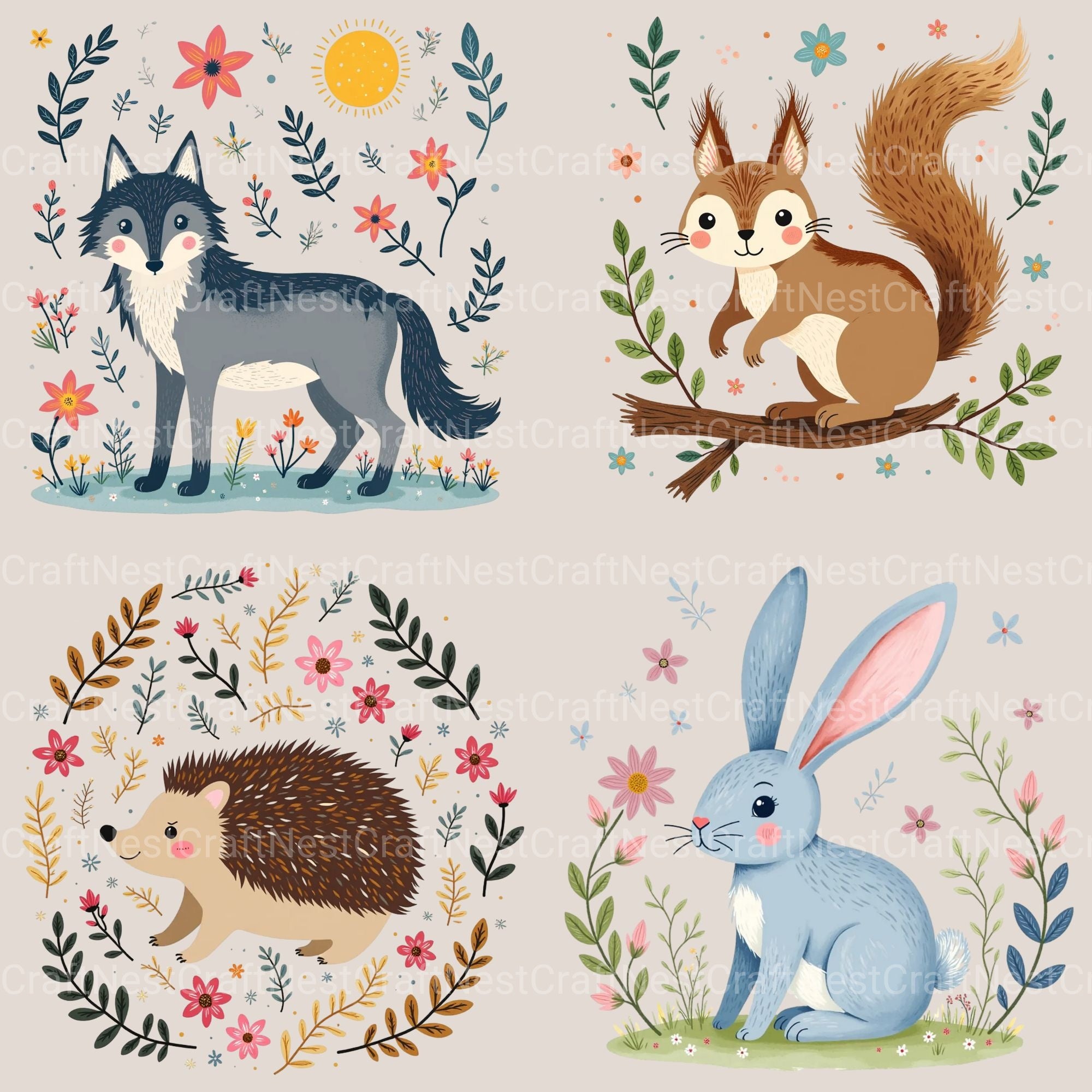 Woodland Animals 2 Clipart Bundle 3 - CraftNest - Digital Crafting and Art