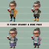 Wine Drinking Granny Clipart Bundle