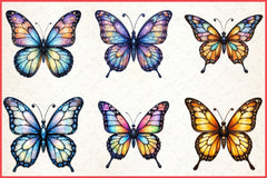 Colorful Butterfly Stained Glass Clipart Bundle - CraftNest - Digital Crafting and Art