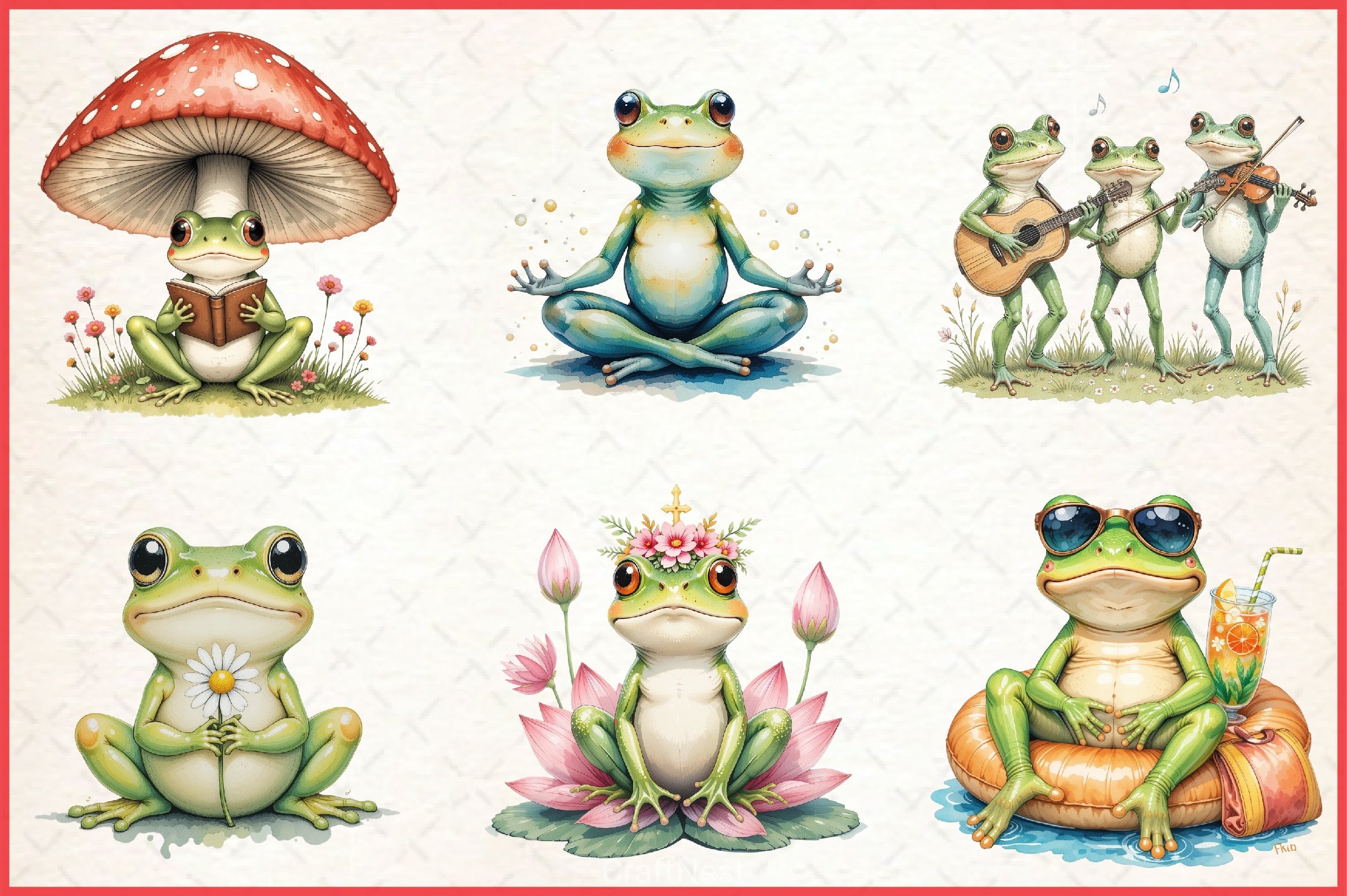 Frog Summer Clipart Bundle - CraftNest - Digital Crafting and Art