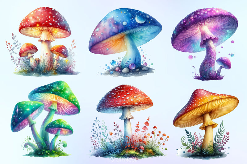 Mystical Mushrooms Clipart Bundle - CraftNest - Digital Crafting and Art