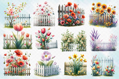 Spring Flower Fence Clipart Bundle 3 - CraftNest - Digital Crafting and Art