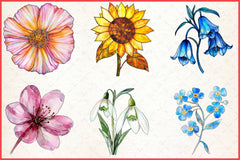 Stained Glass Spring Flowers Clipart Bundle 11 - CraftNest - Digital Crafting and Art