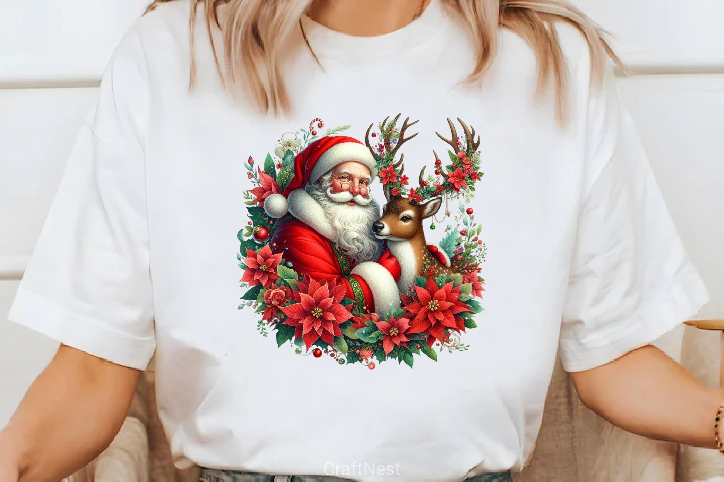 Santa Claus & Reindeer Clipart Bundle - CraftNest - Digital Crafting and Art