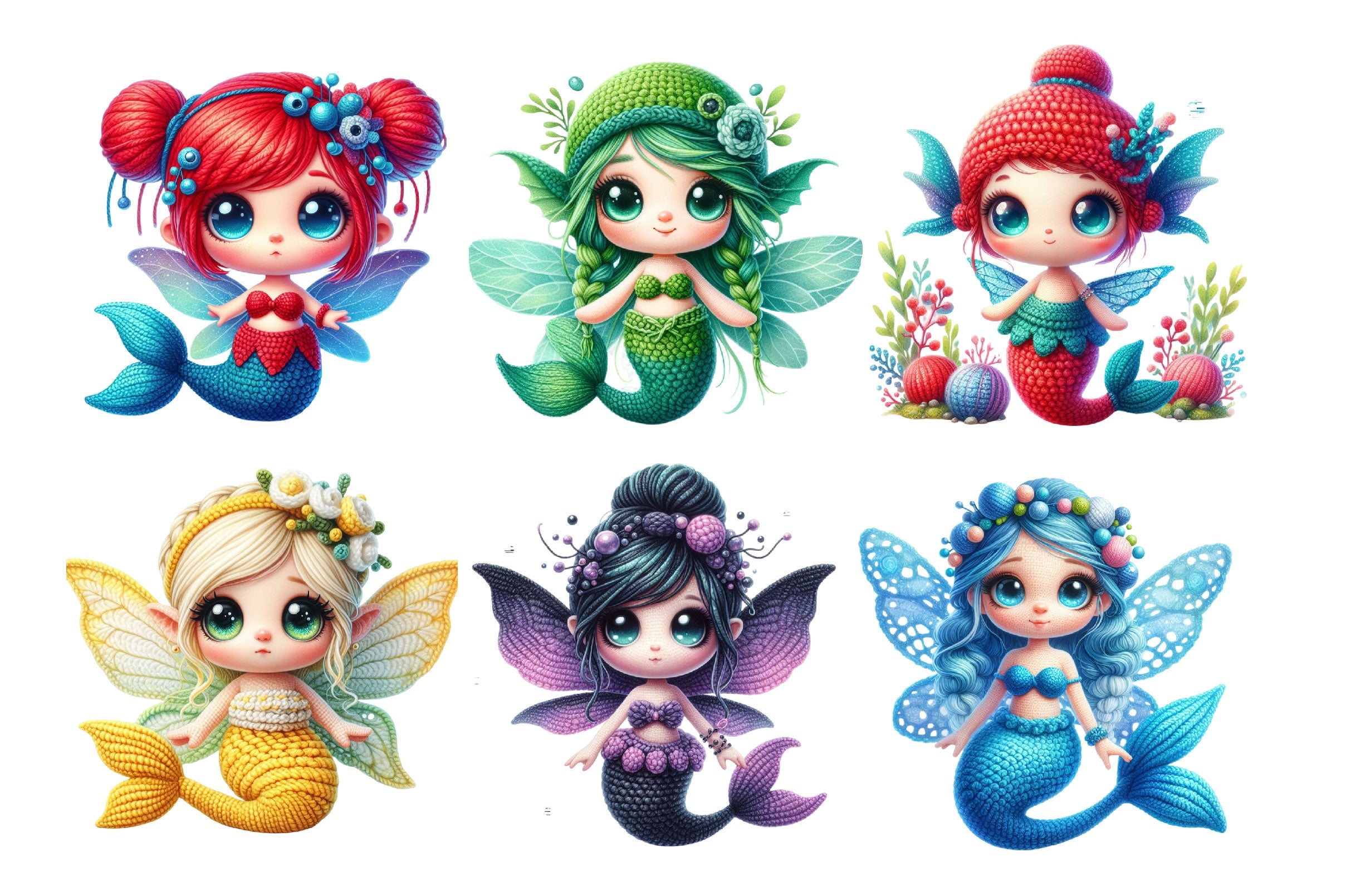 Crochet Fairy Mermaid Clipart Bundle - CraftNest - Digital Crafting and Art