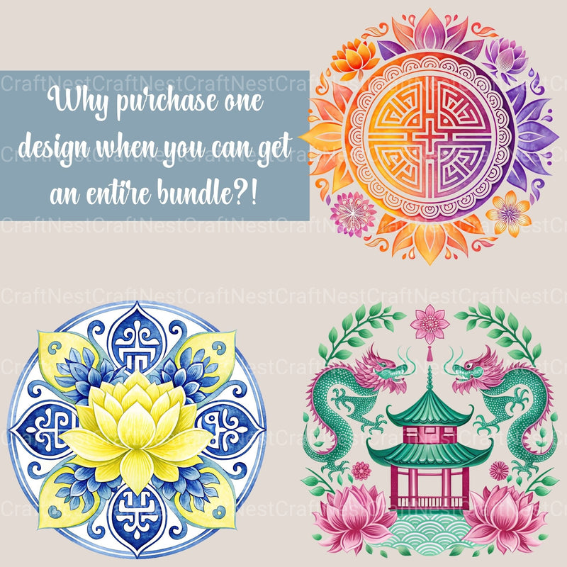 Chinoiserie Motif Clipart Bundle - CraftNest - Digital Crafting and Art