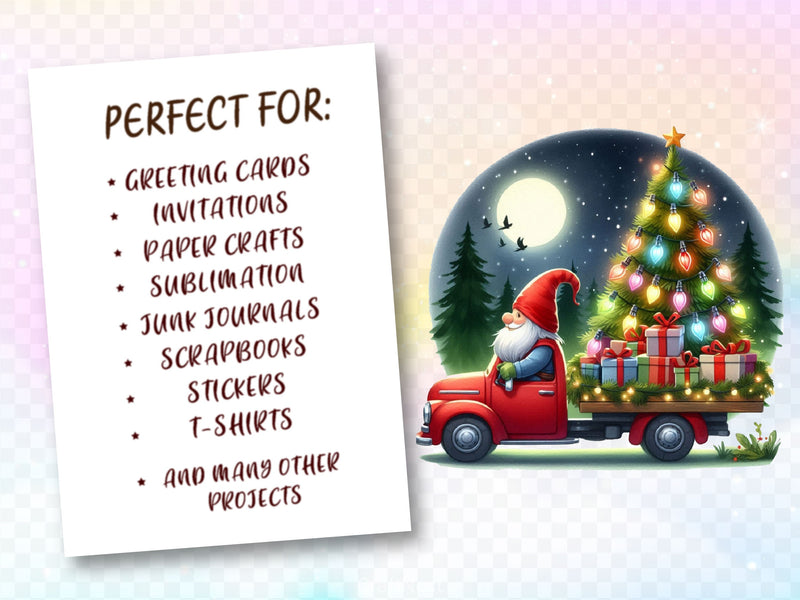 Merry Christmas Truck Gnomes Clipart Bundle - CraftNest - Digital Crafting and Art