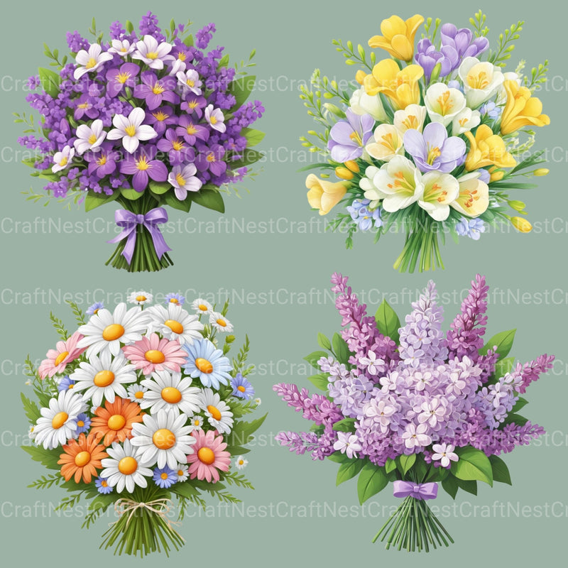 Floral Bouquets Clipart Bundle - CraftNest - Digital Crafting and Art