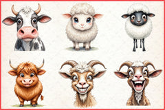 Cute Farm Animals Clipart Bundle 2 - CraftNest - Digital Crafting and Art