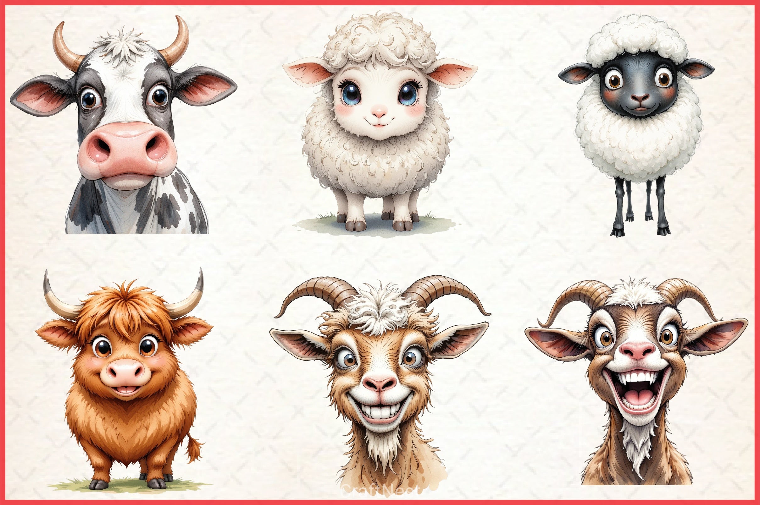 Cute Farm Animals Clipart Bundle 2 - CraftNest - Digital Crafting and Art