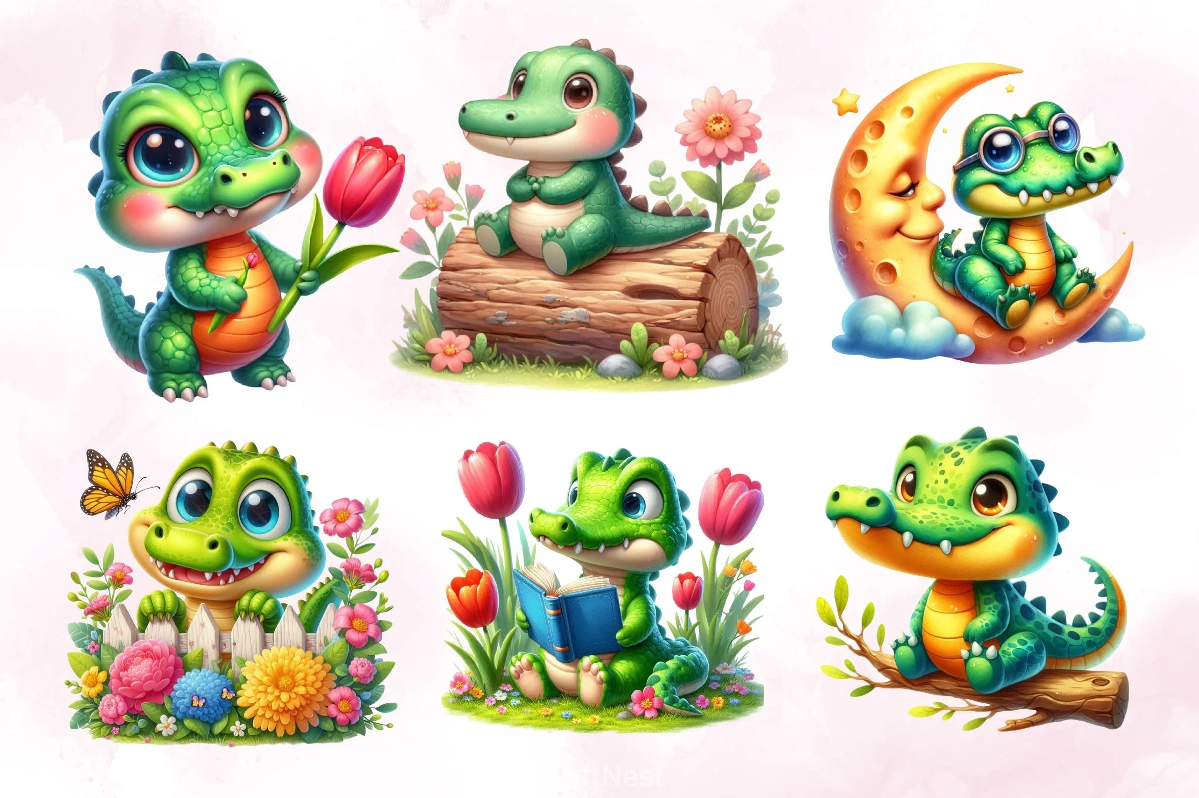 Cute Crocodile Clipart Bundle - CraftNest - Digital Crafting and Art