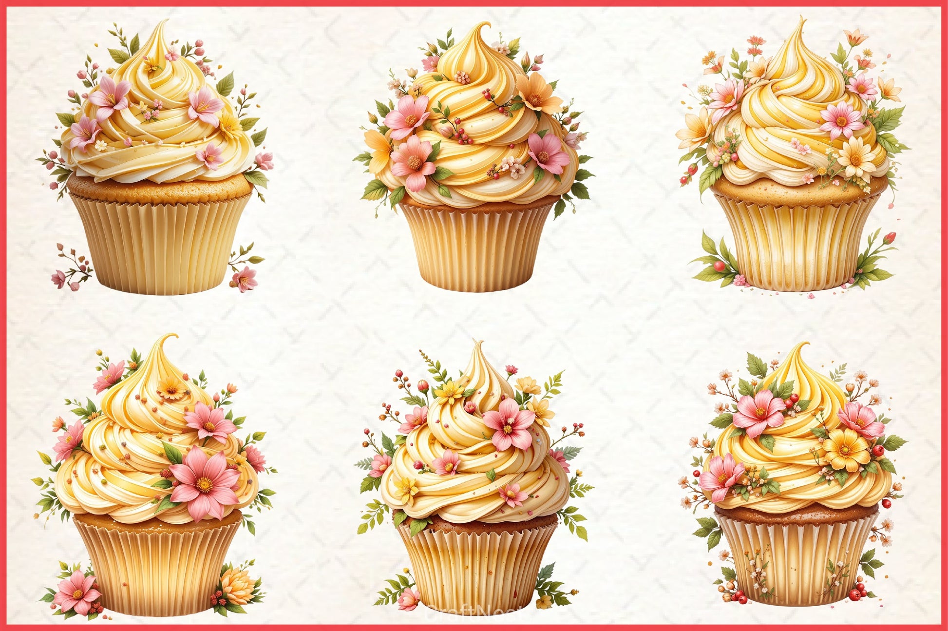 Floral Cupcake Clipart Bundle - CraftNest - Digital Crafting and Art