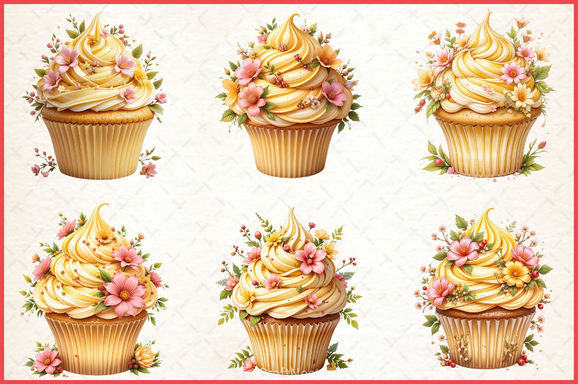 Floral Cupcake Clipart Bundle - CraftNest - Digital Crafting and Art