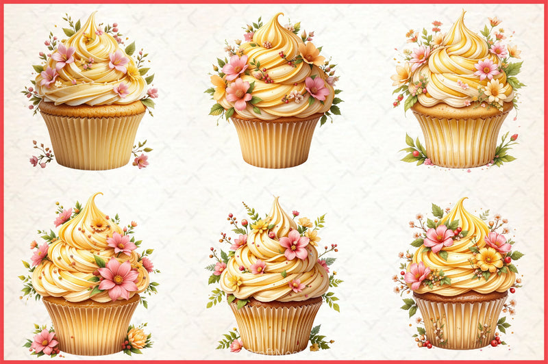 Floral Cupcake Clipart Bundle - CraftNest - Digital Crafting and Art