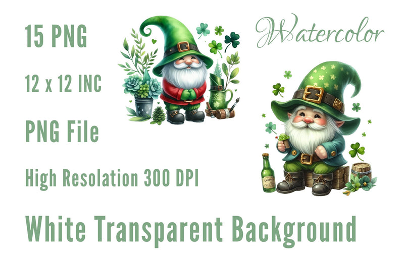 St Patrick's Day Gnome Clipart Bundle 5 - CraftNest - Digital Crafting and Art