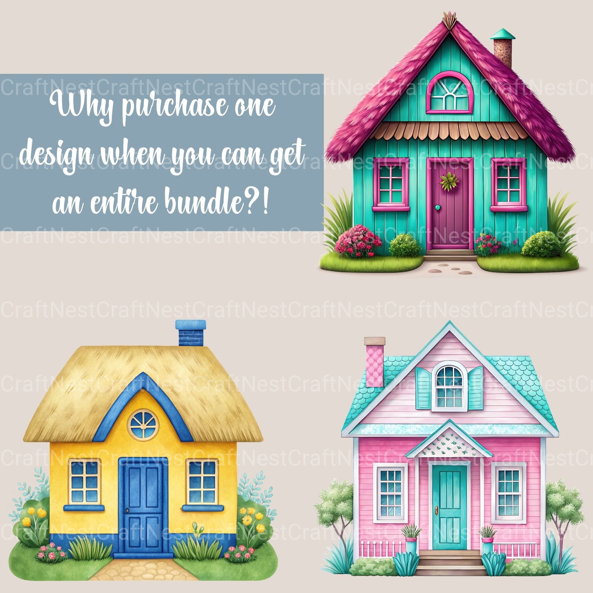 Cottages Clipart Bundle - CraftNest - Digital Crafting and Art