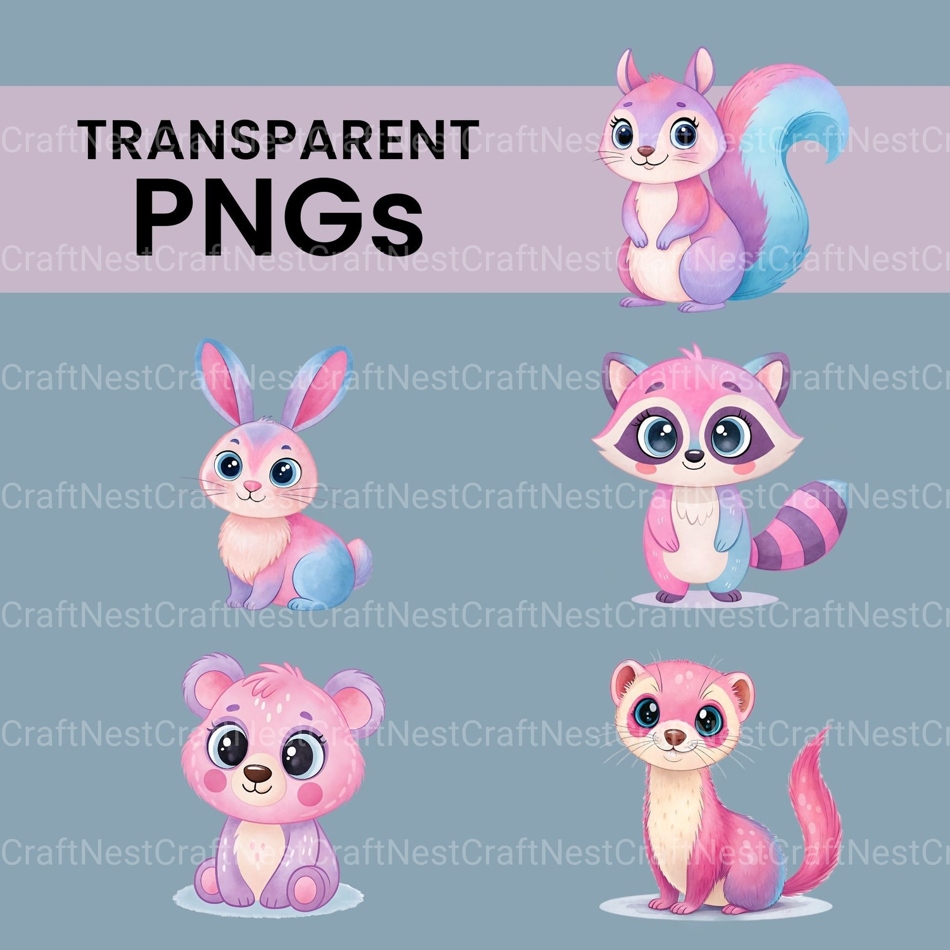 Girl Woodland Animals Clipart Bundle - CraftNest - Digital Crafting and Art