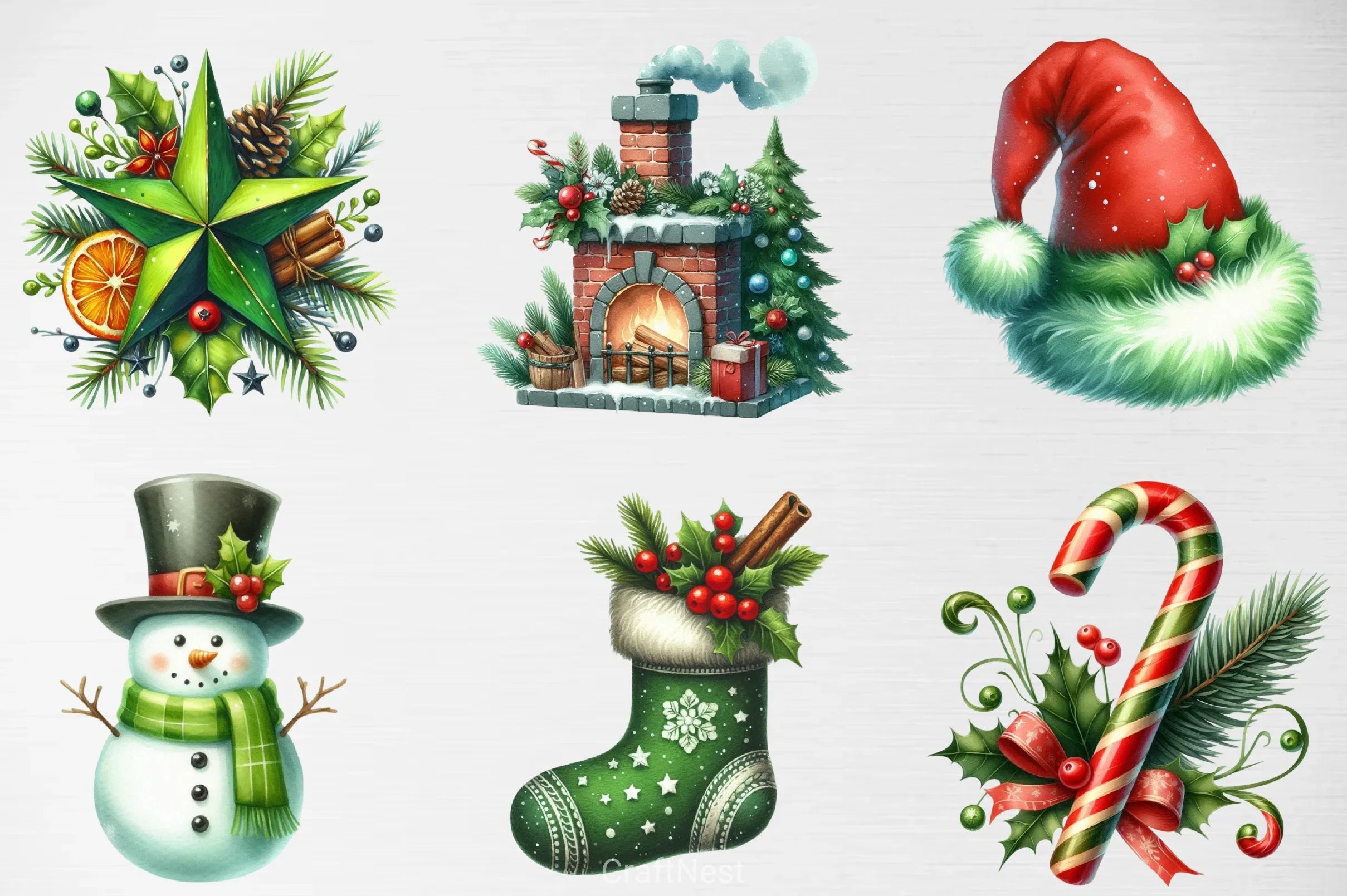 Green Christmas Clipart Bundle - CraftNest - Digital Crafting and Art