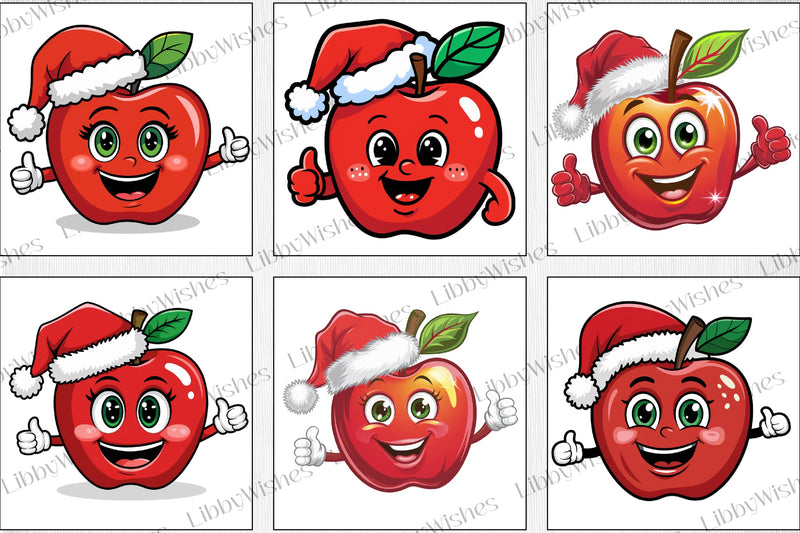 Christmas Apple Santa Hat Clipart Bundle - CraftNest - Digital Crafting and Art
