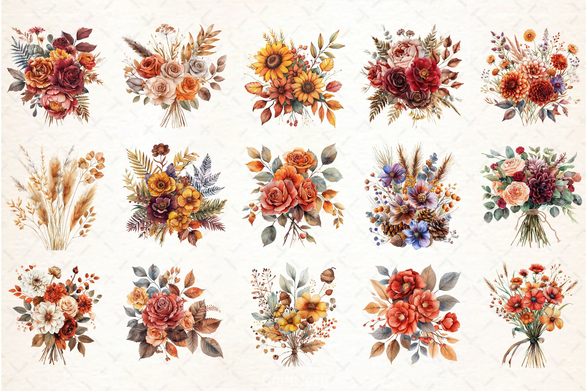 Autumn Bouquets Clipart Bundle - CraftNest - Digital Crafting and Art