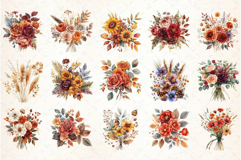 Autumn Bouquets Clipart Bundle - CraftNest - Digital Crafting and Art