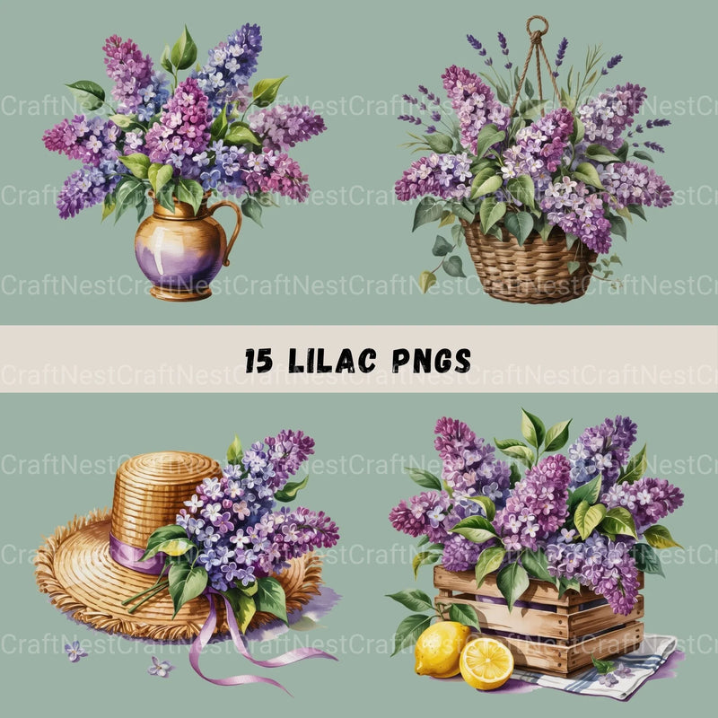 Lilacs Clipart Bundle - CraftNest - Digital Crafting and Art