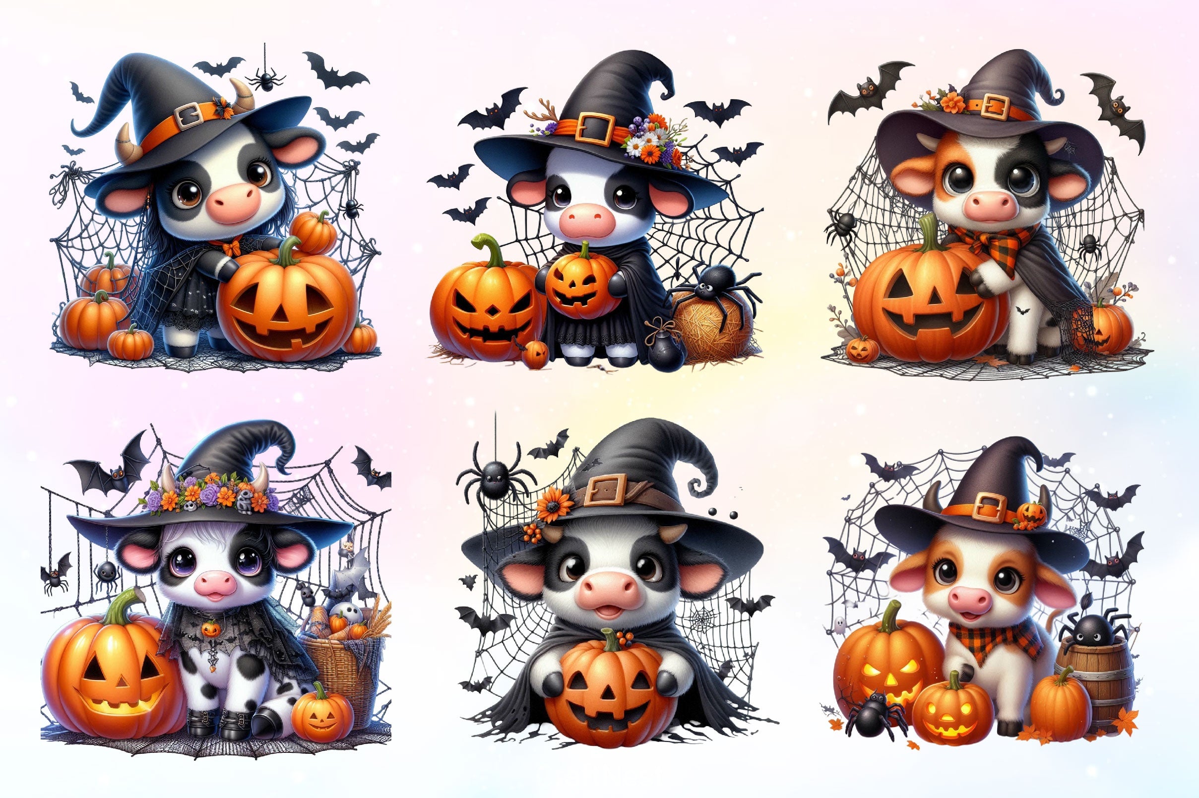 Cute Baby Cow For Halloween Clipart Bundle 2 - CraftNest - Digital Crafting and Art