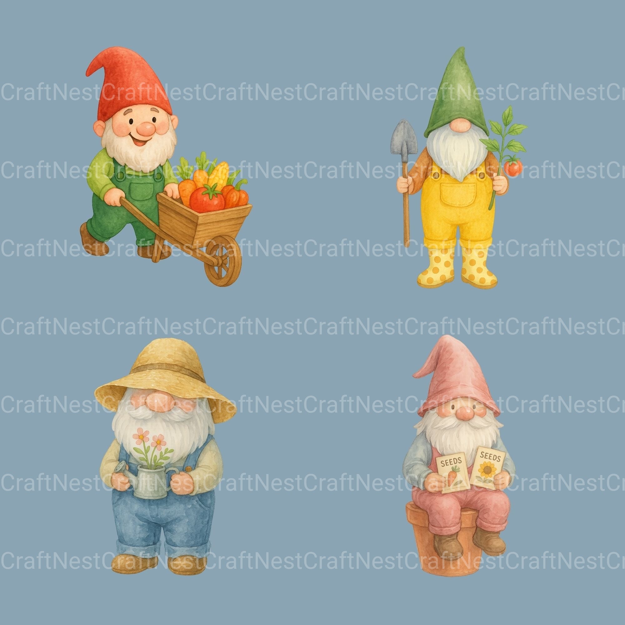 Gnomes Gardening 1 Clipart Bundle - CraftNest - Digital Crafting and Art