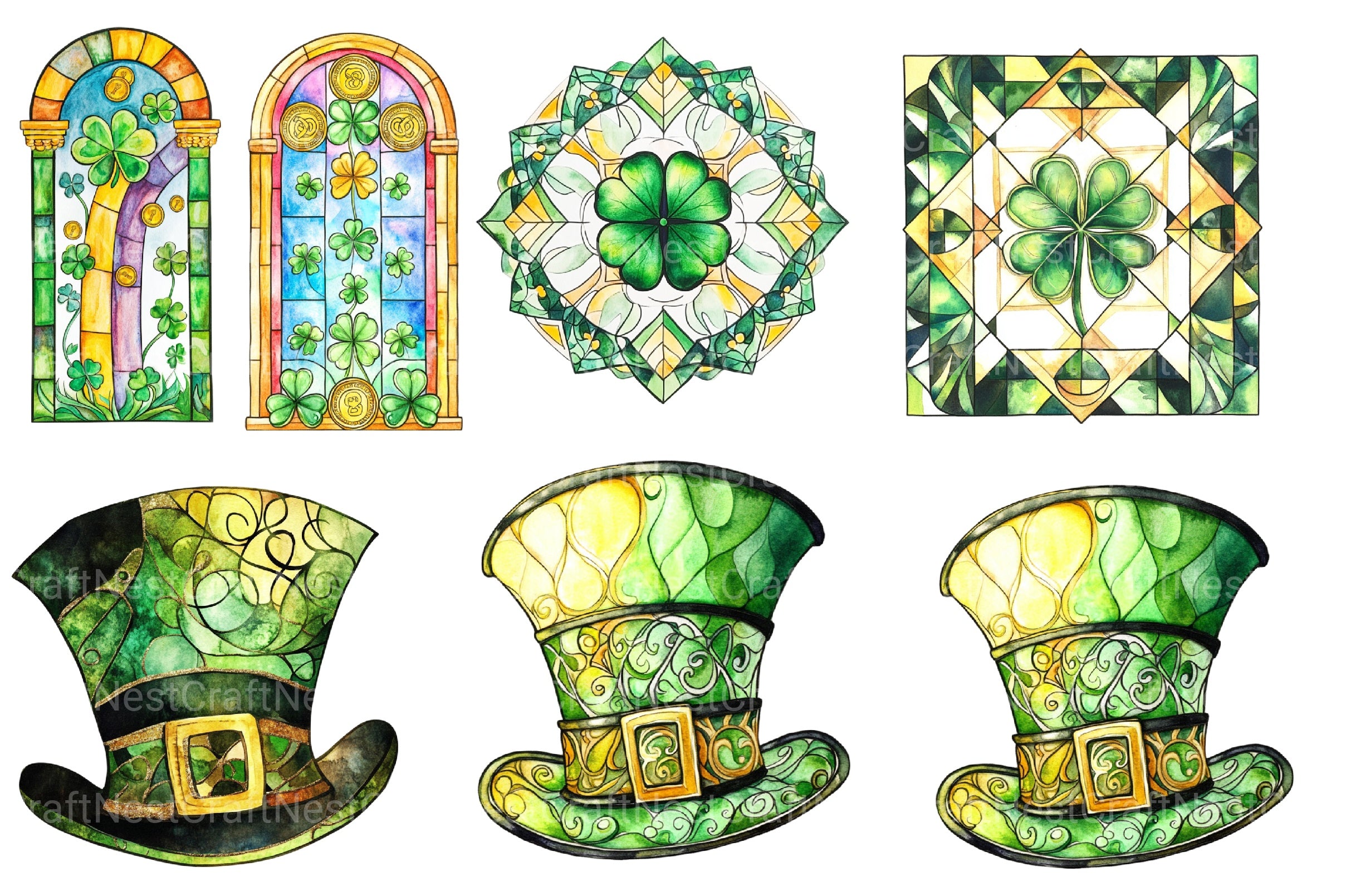 St Patrick's Day Stained Glass Clipart Bundle - CraftNest - Digital Crafting and Art