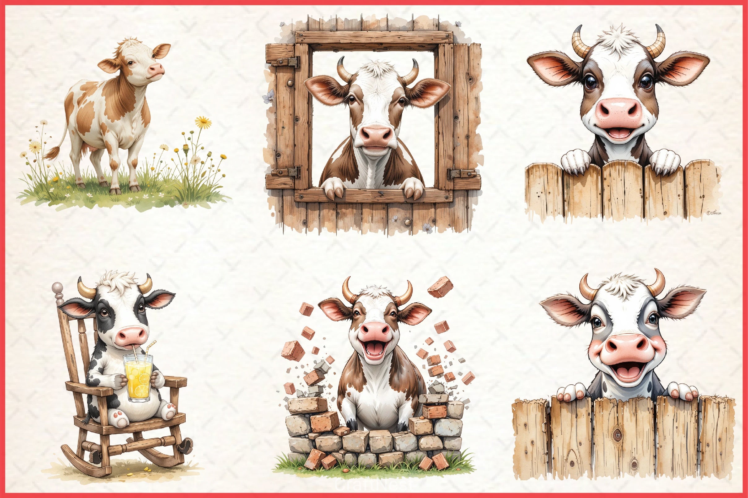 Funny Cow Clipart Bundle - CraftNest - Digital Crafting and Art
