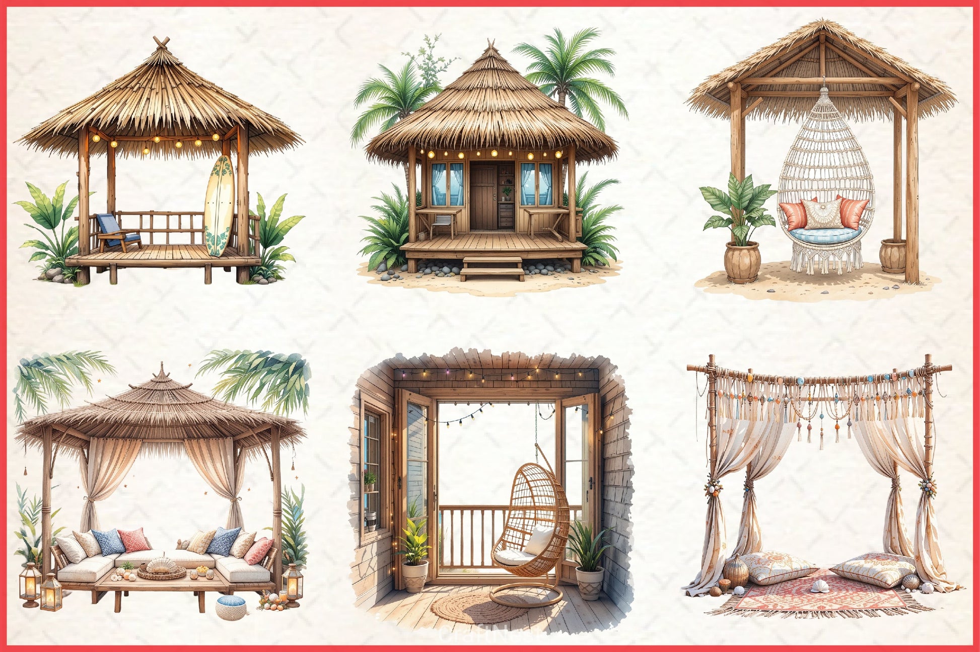 Cute Beach Nook Clipart Bundle - CraftNest - Digital Crafting and Art