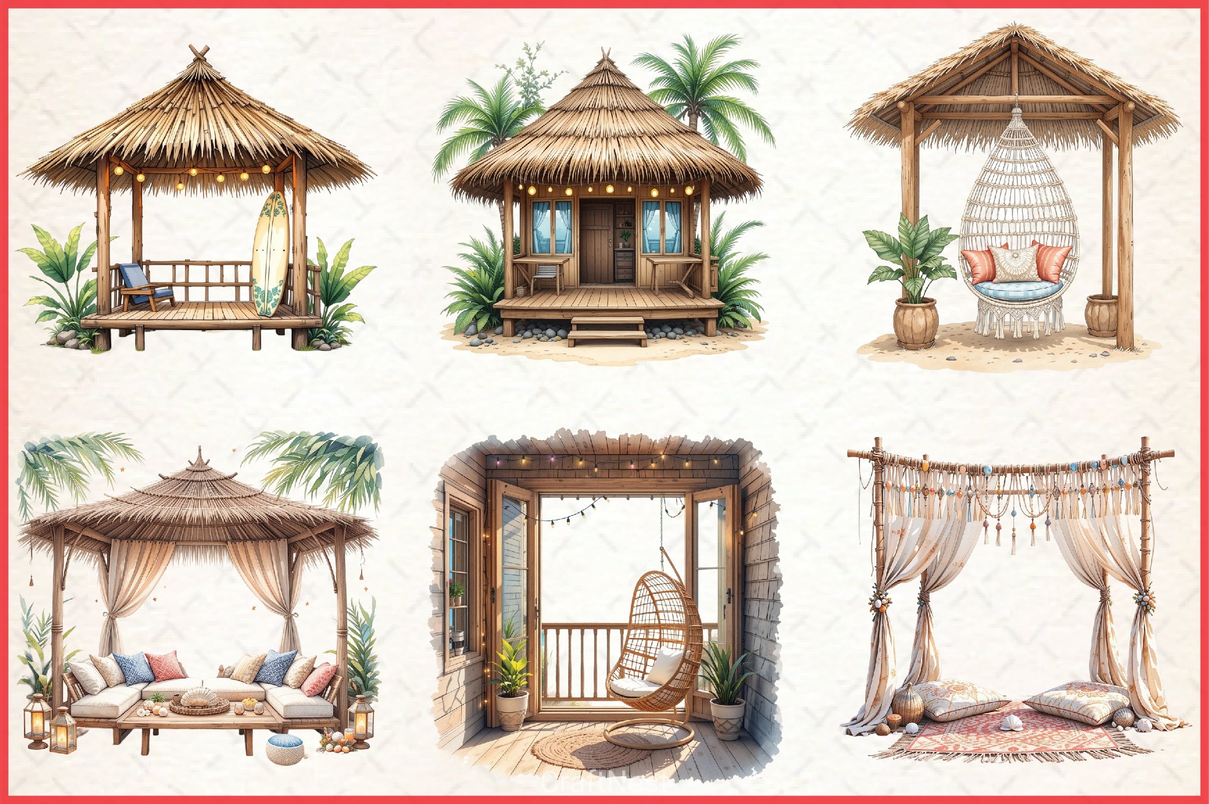 Cute Beach Nook Clipart Bundle - CraftNest - Digital Crafting and Art