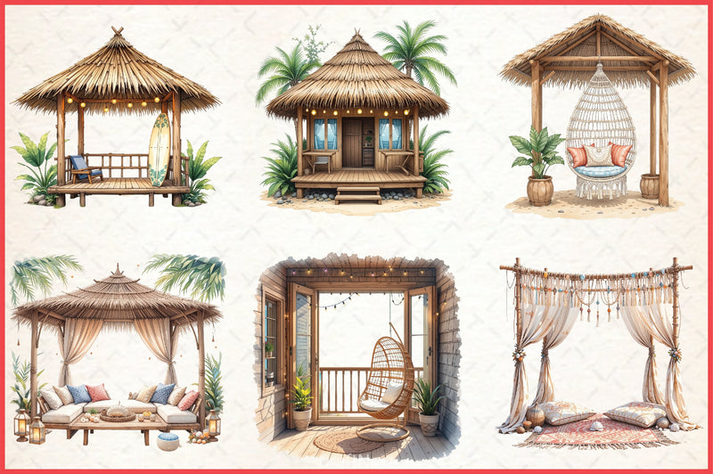 Cute Beach Nook Clipart Bundle - CraftNest - Digital Crafting and Art