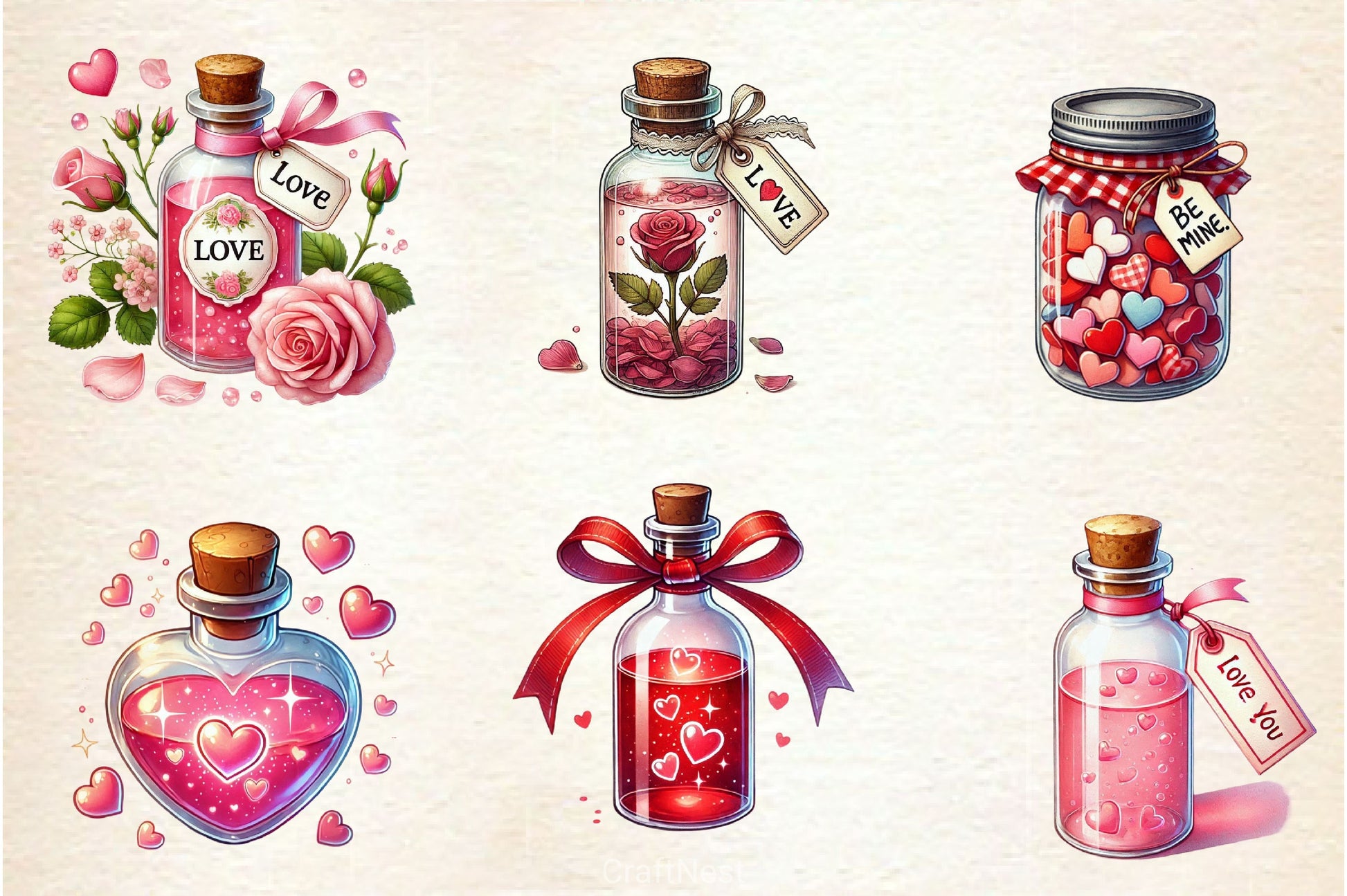 Love Bottle Valentines Day Clipart Bundle 2 - CraftNest - Digital Crafting and Art