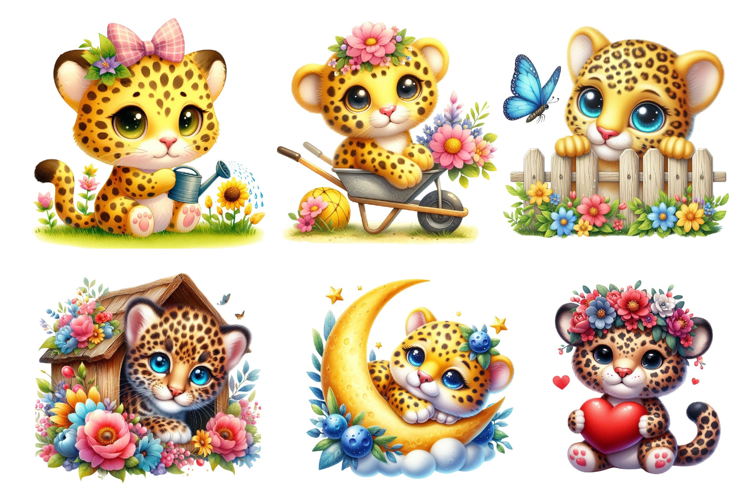 Cute Leopards Clipart Bundle - CraftNest - Digital Crafting and Art