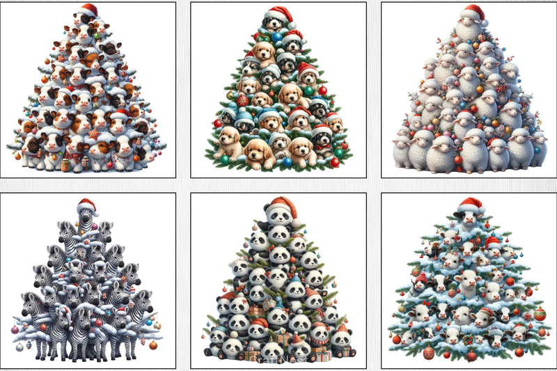 Animal Christmas Tree Clipart Bundle - CraftNest - Digital Crafting and Art