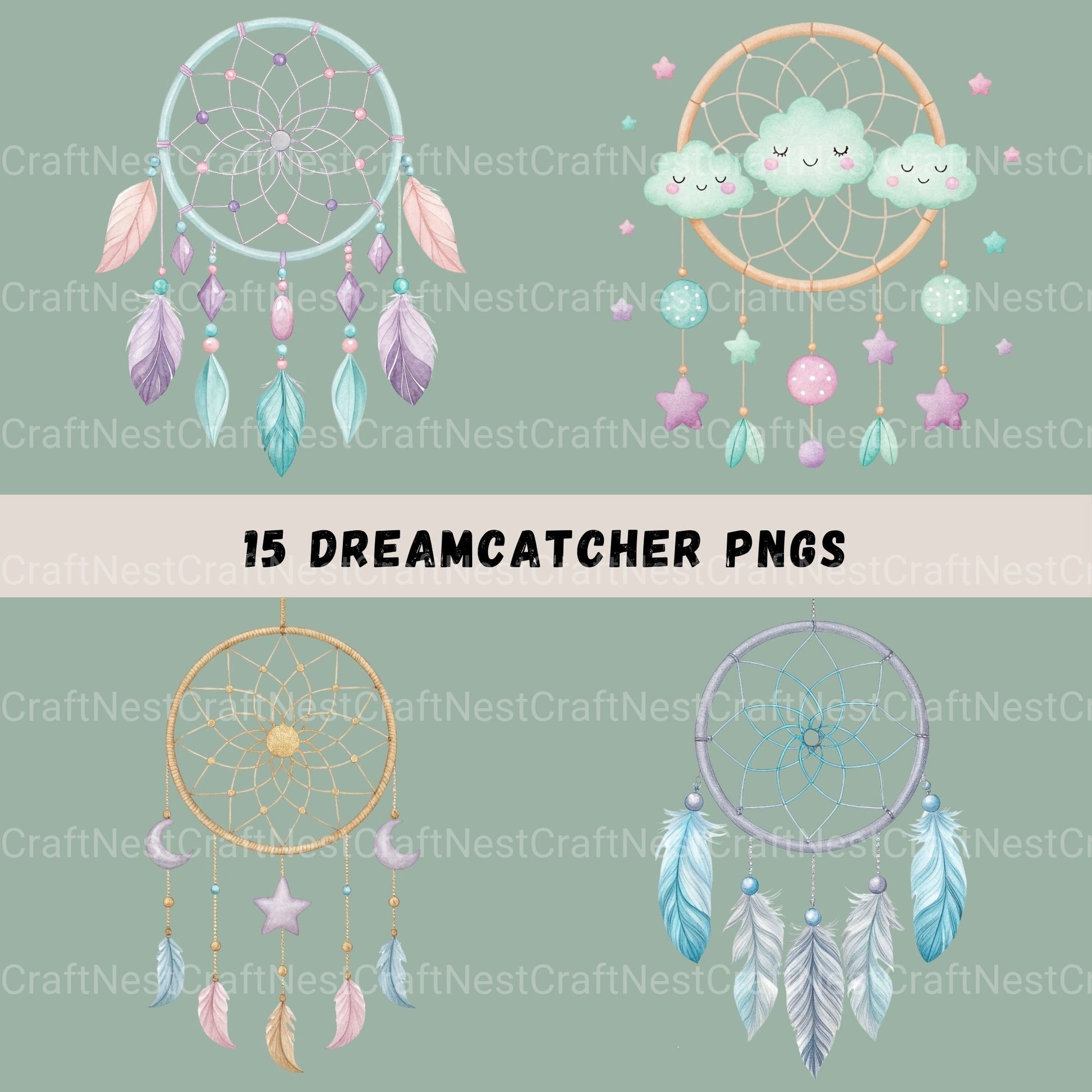 Dreamcatchers Pastel Clipart Bundle - CraftNest - Digital Crafting and Art