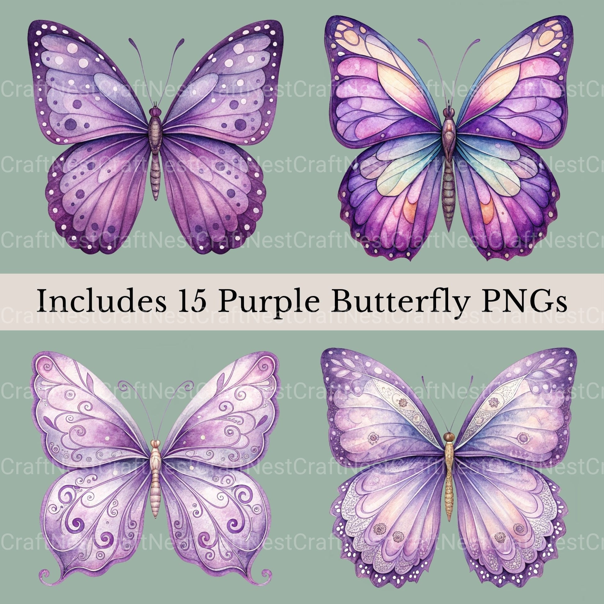 Purple Butterflies Clipart Bundle - CraftNest - Digital Crafting and Art