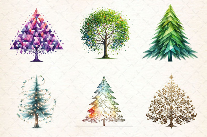 Minimalist Christmas Tree Clipart Bundle 2 - CraftNest - Digital Crafting and Art