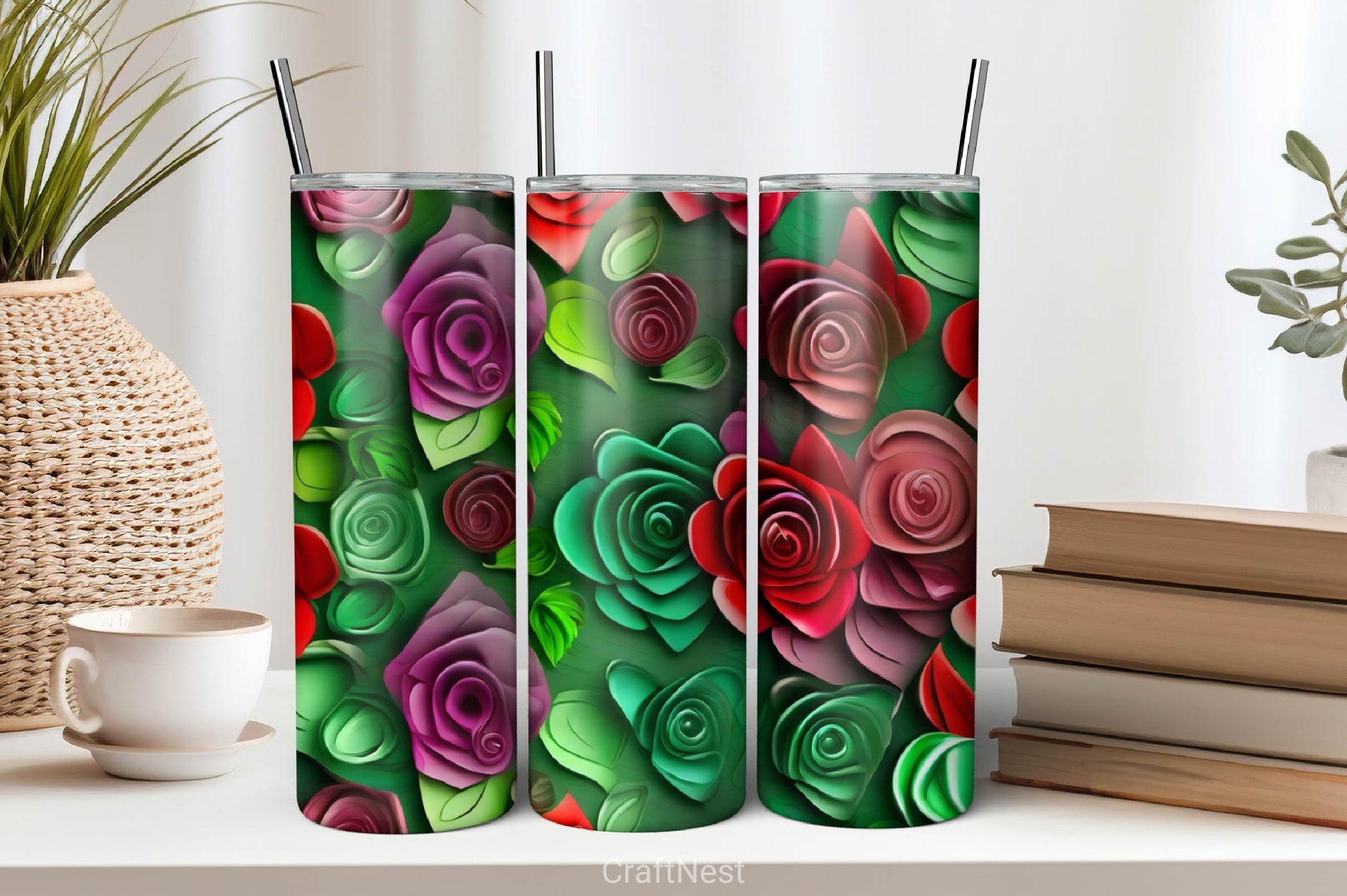 Flower Tumbler Wrap Bundle 11 - CraftNest - Digital Crafting and Art